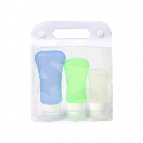 Set de 3 botellas de silicon para tocador