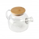 Tetera de vidrio con tapa de bambu