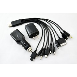 Cable adaptador en color negro con 10 entradas diferentes