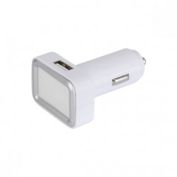 Cargador para automóvil con 2 entradas USB de plástico blanco