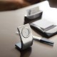 Elegante SET MONARCA de escritorio abre cartas tarjetero reloj porta notas
