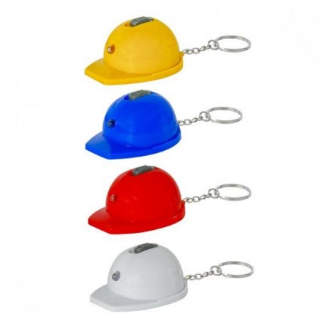 Llavero destapador con forma de casco y luz