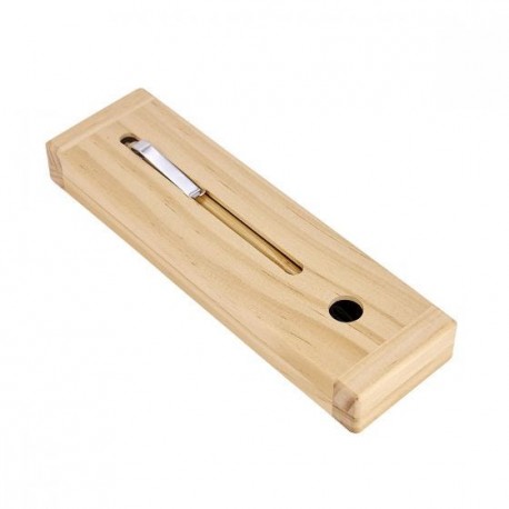 Bolígrafo y estuche de madera