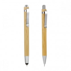 Set bolígrafo con touch screen y lapicera 0.5 mm de madera