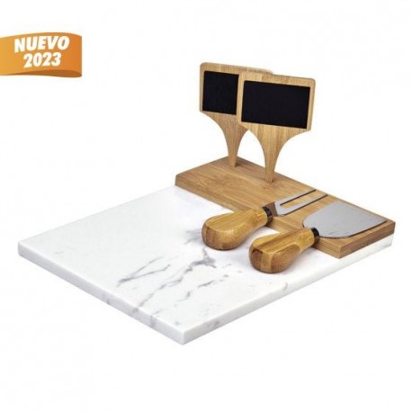 Set de cocina de bambu y marmol
