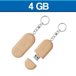 USB llavero de madera en forma de ovalo de 4GB