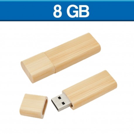 M emoria USB de bambú con tapa de 8GB