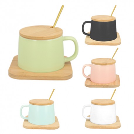Taza de cerámica con cuchara cap 400 ml