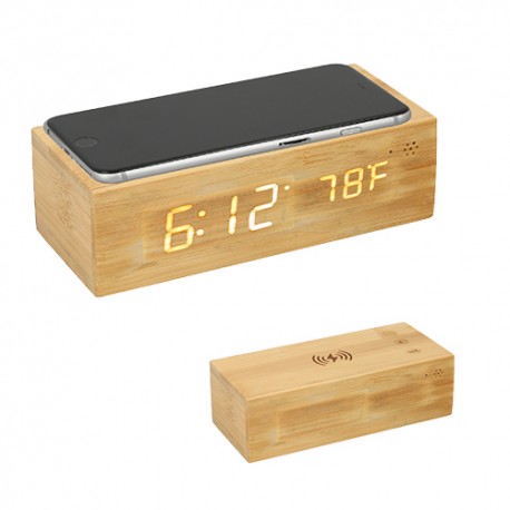 Reloj digital de bambú