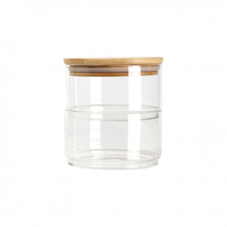 Set de 2 contenedores de vidrio con tapa de madera