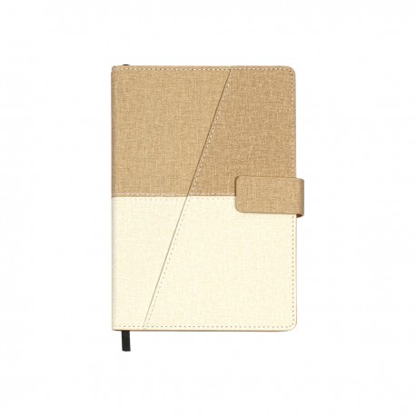 Elegante libreta con diseño bi-tono y cubierta de curpiel