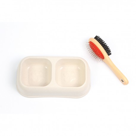 Kit ecológico para mascota incluye plato y cepillo