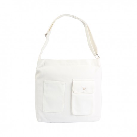 Bolso de mano hecho de lona de algodón color negro y blanco