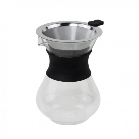 Cafetera de vidrio borosilicato y collar de silicon, cap de 400 ml