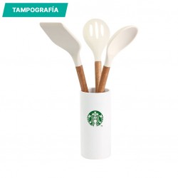 Juego de utensilios de cocina con recipiente de cerámica