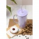 Vaso con agarradera y popote con capacidad de 720 ml