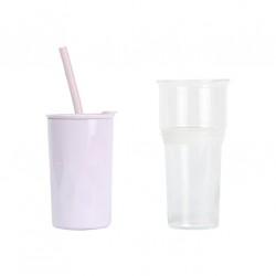 Vaso con tapa y popote