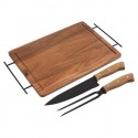 Kit de BBQ elaborado de madera inoxiable