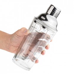Coctelera de vidrio con tapa de acero con capacidad de 450 ml
