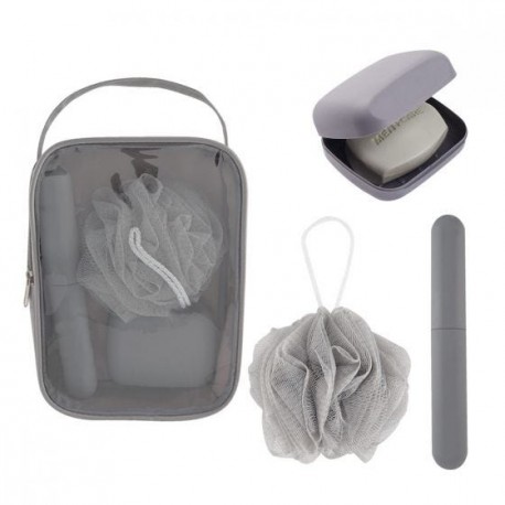 Kit de baño de plástico y poliéster en color blanco