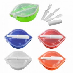 Lonchera con porta cubiertos de plástico varios colores Bento