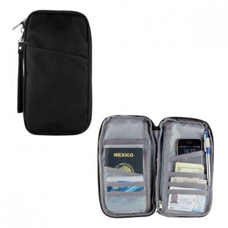 Porta pasaporte con correa y cierre Skana