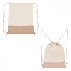 Bolsa mochila color beige de yute y algodón Cabs