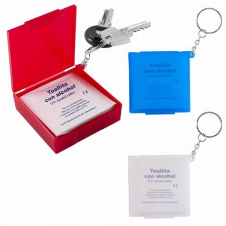 Estuche llavero de toallas con alcochol varios colores
