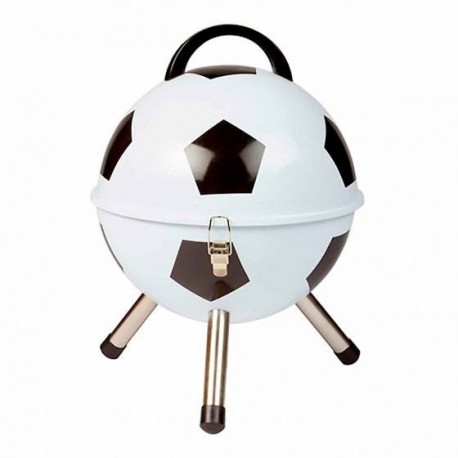 Asador de metal con forma de balón incluye parilla Soccer