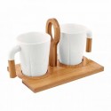 Set de tazas con porta taza de bambú Iwao