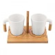 Set de tazas con porta taza de bambú Iwao
