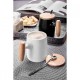 Taza de porcelana con tapa y agarradera de madera incluye cuchara Mali