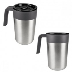 Termo de doble pared 400 ml acero inoxidable agarradera de plástico Harum