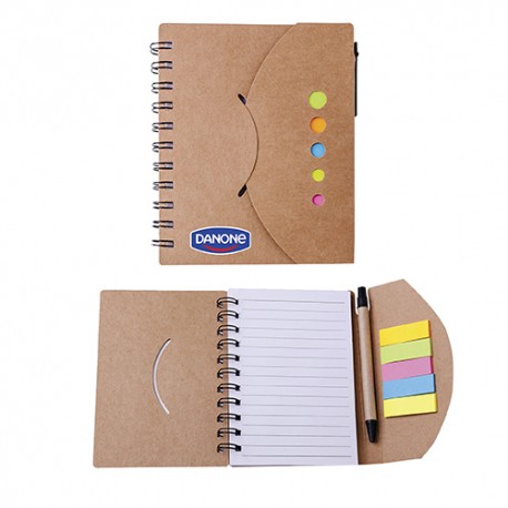 Libreta de bolsillo ecológica con Post It y espiral metálico