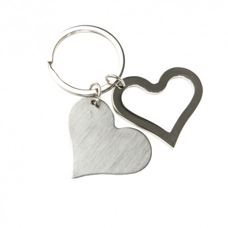 Llavero Heart o Love doble en forma de corazón