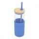 Cilindro de vidrio con silicón 500 ml con popote