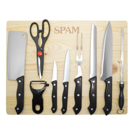 UTENCILIOS DE CUCHILLOS CON TABLA PARA PICAR