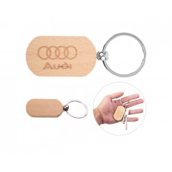 LLAVERO PANDA DE MADERA Y ANILLO METALICO